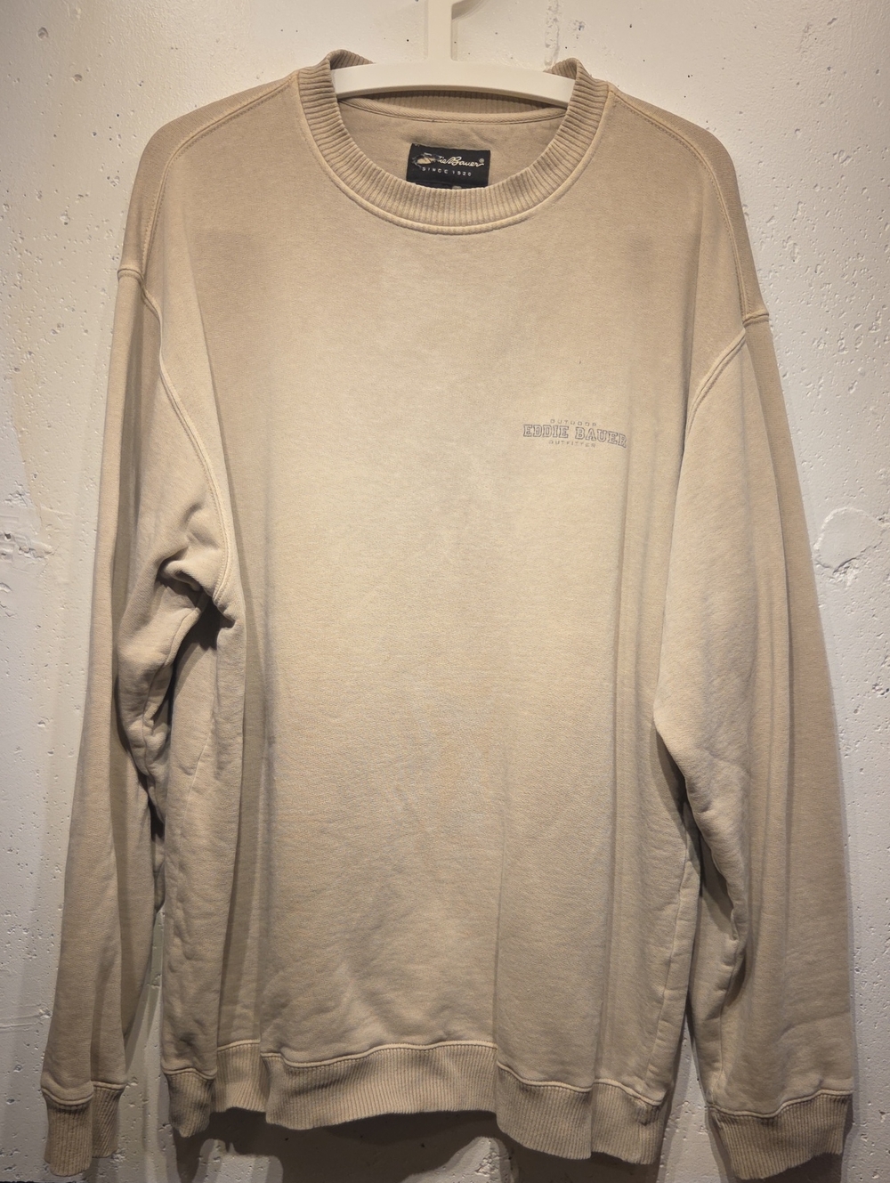 Eddie Bauer Heavyweight Tan Crewneck Sweatshirt (Medium)